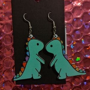 Rainbow Dinosaur earrings!